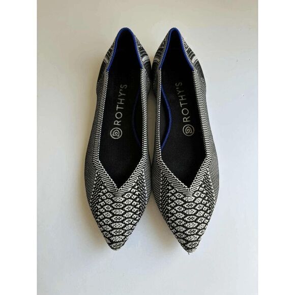 Rothy's the Point Black and White Python Snake Print Retired Womens Size 8.5 - Picture 5 of 10